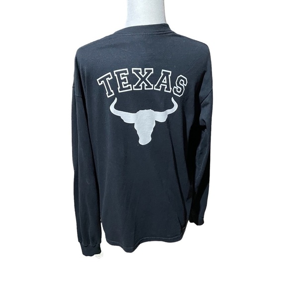 BLACK Long Sleeve Pullover TShirt with Ribbed Cuffs -Front/Back Crest Size Large - Picture 7 of 7